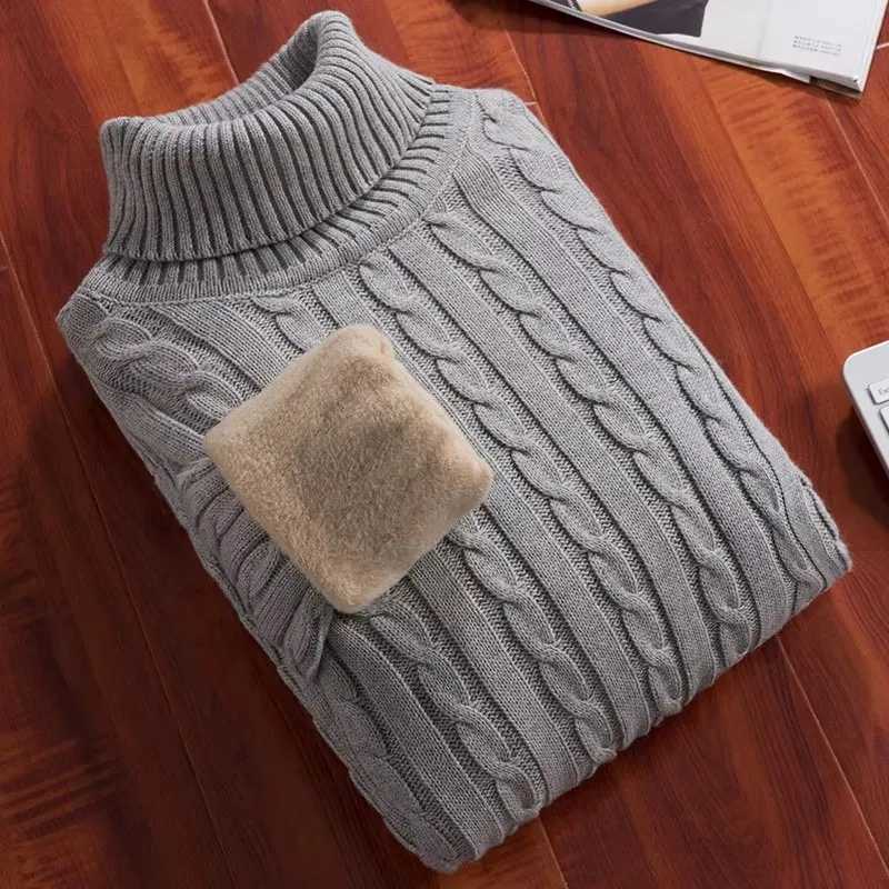 Mens Pullovers Velvet Thickened Sweater Mens Winter Turtleneck Base Shirt Thick Knitted Shirt Warm Mens Inner ClothesT251103