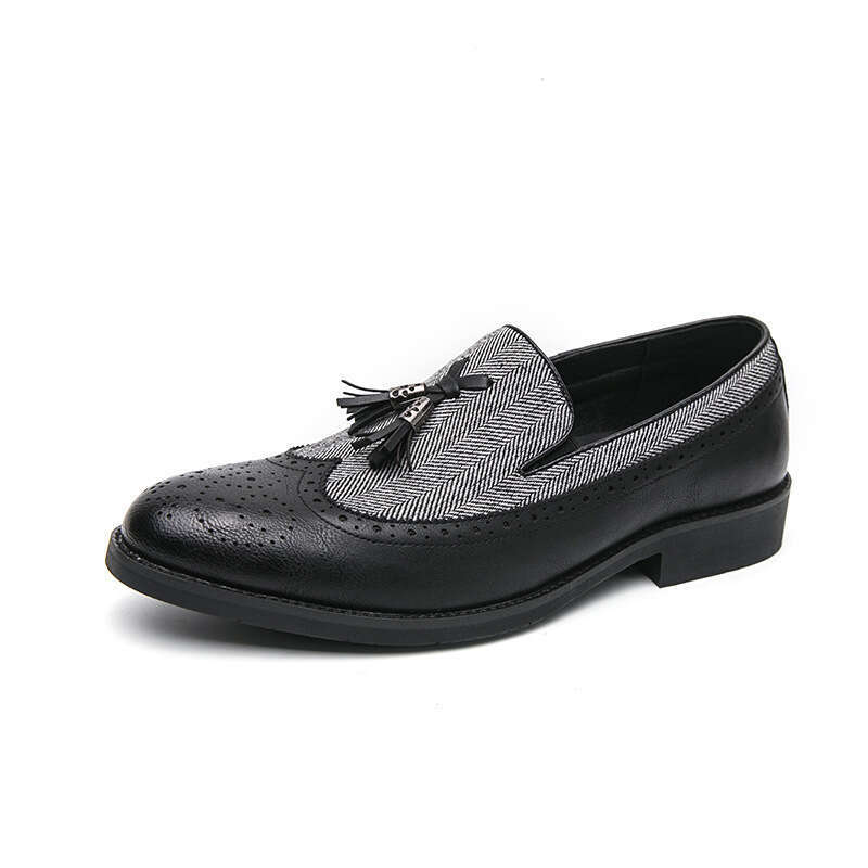 Large business block carved tassel small leather 2024 autumn new British casual men's shoes