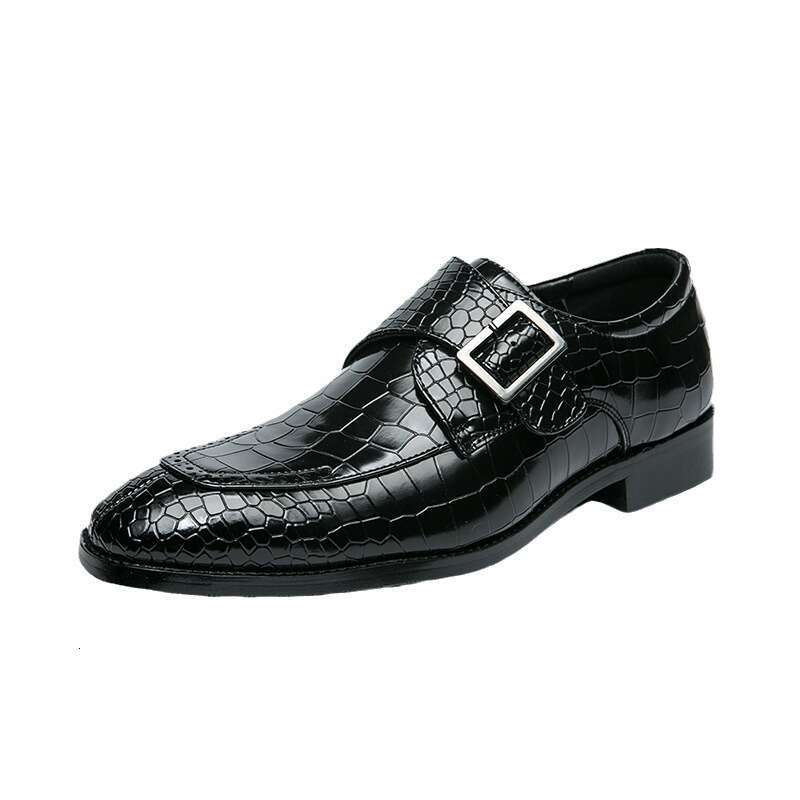 Large size 48 buckle leather for men's business leisure shoes, fashionable and trendy, with one foot slip on lazy shoes