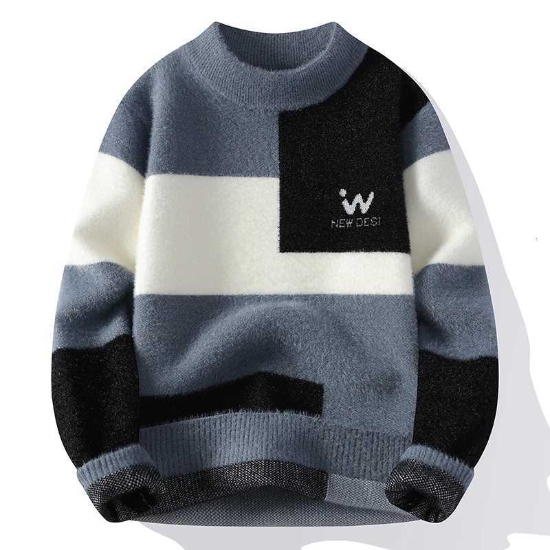 Classic Color Blocked Brand Mens Sweater 2025 Casual High-quality Mens Pullover Autumn/winter Warm Knit TopsT251103