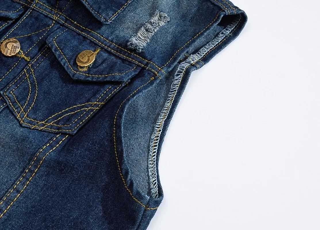 Hot New 2022 Size M-5XL Denim Vest Mens Jacket Sleeveless Casual Waistcoat Mens Jean Coat Ripped Slim Fit Male Jacket Cowboy X250403