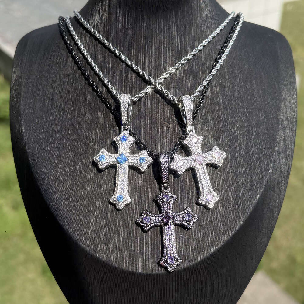 New Iced Out Bling Cz Cubic Zirconia Paved 3pcs Cross Set Pendant Necklace Link Chain Luxury Hip Hop Jewelry for Gift fzxjrdz