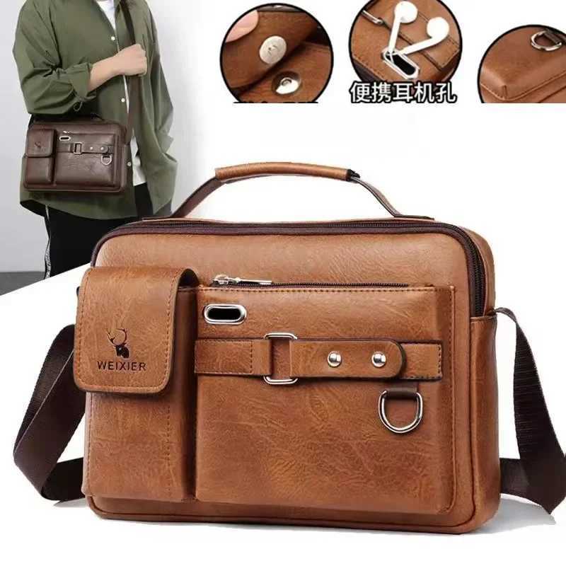WEIXIER Mens Shoulder Bag Men Crossbody Bags PU Leather Handbag Capacity Men Messenger Bags Top handle Tote Bag for Male bolsosW251103