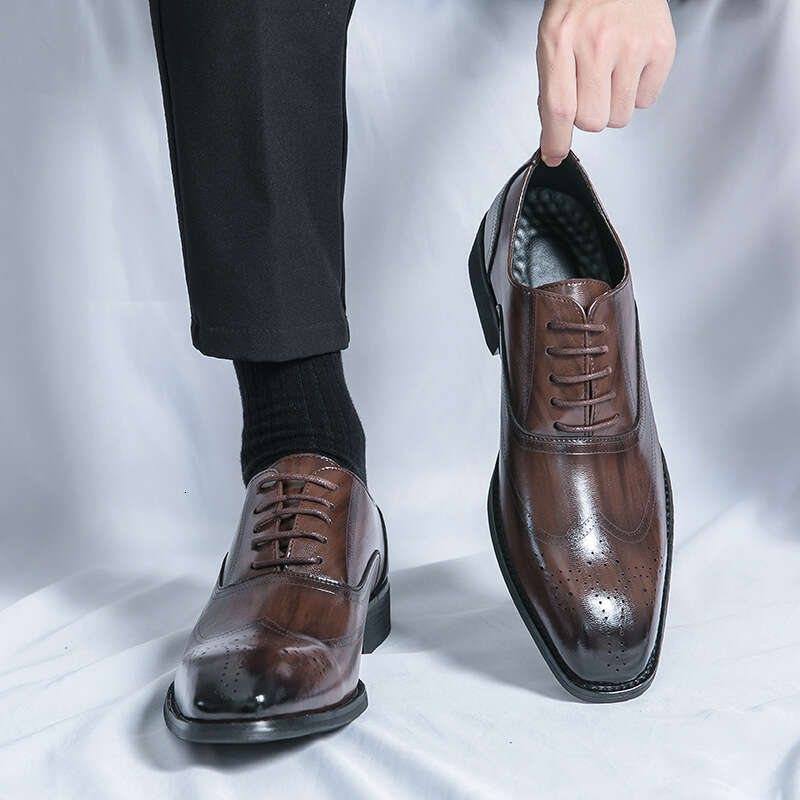 Oversized sizes 38-46, men's business British leather shoes, polished formal shoes
