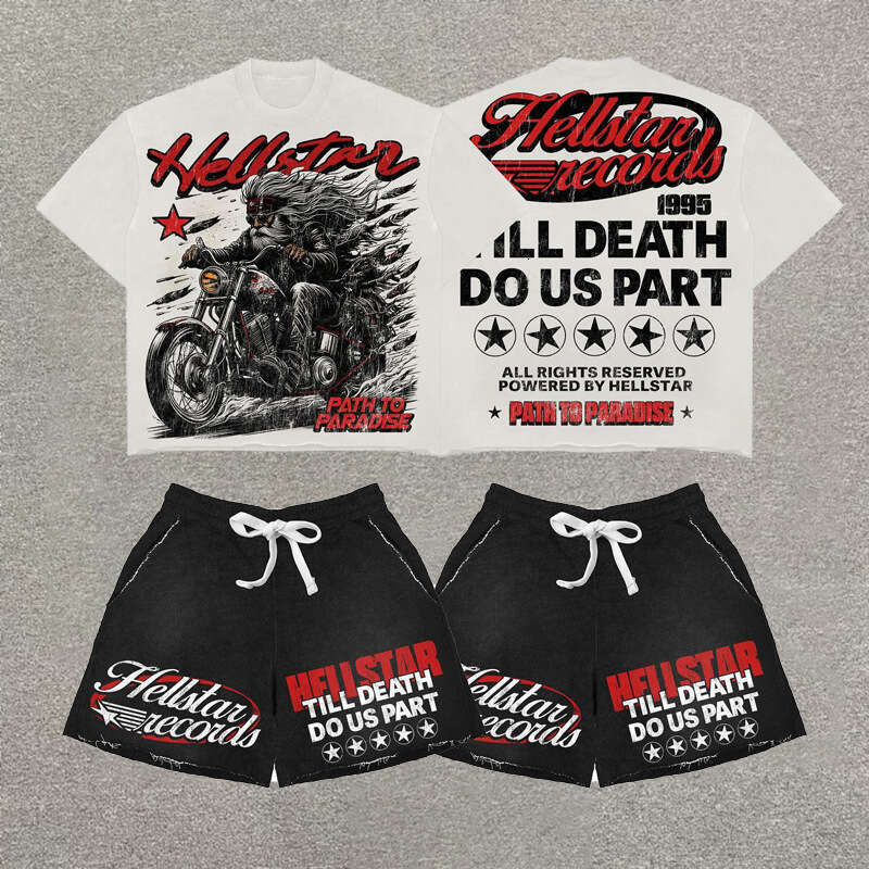Street hip-hop printed men's short sleeved T-shirt set, summer cool casual sportswear shorts two-piece set