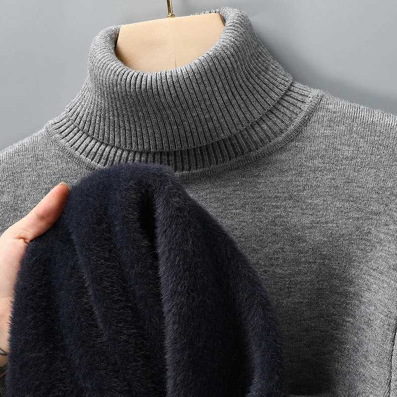 Mens Slim Fit Long Sleeve Turtleneck Sweater Anti-Pilling High Quality Knitted Solid Color Pullover Trendy Mens ClothingT251103