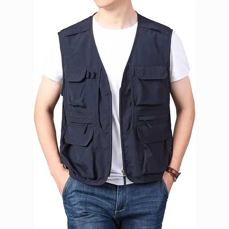 6XL Big Size Mens Utility Fishing Vests Summer Outdoor Multi-pocket Lightweight Waterproof Hiking Travel Safari Cargo Vest Men X250403