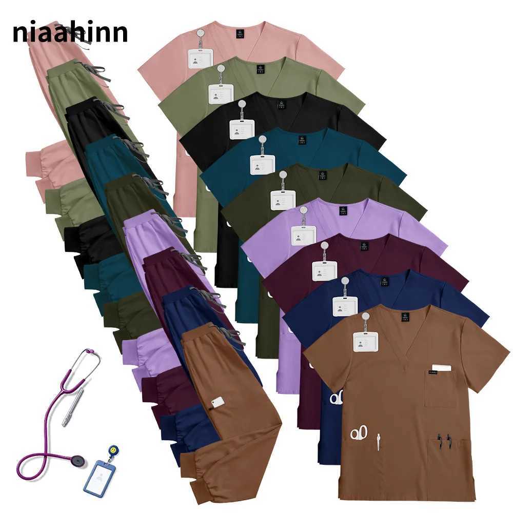 Breathable Hospital Uniforms Men Medical Scrubs Costume Women Short Sleeve Nursing Uniform Doctor Nurse Work Wear Sets J251103