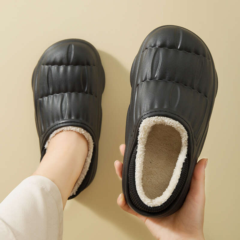 Large size couple shoes 2023 winter new item for external wear, warm thick sole with plush tread, bag and cotton slippers