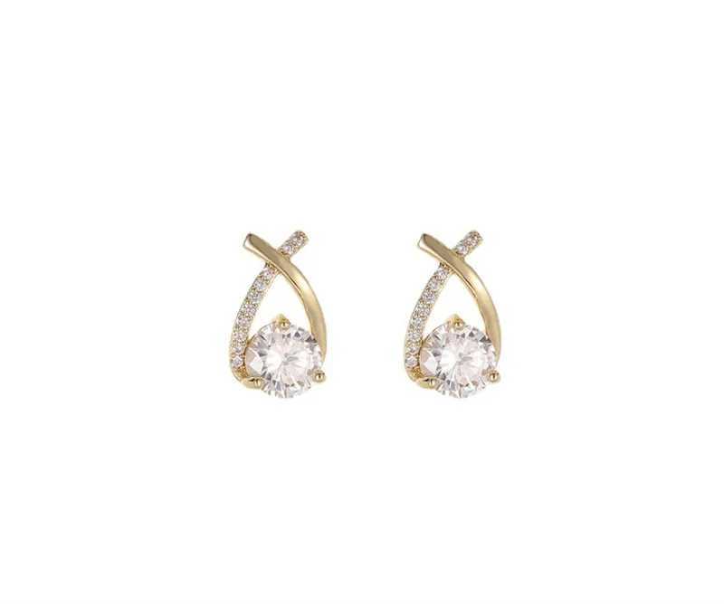 SKEDS Fashion Cross Stud Earrings For Women Girls Korean Style Elegant Crystal Jewelry Ear Rings Fishtail Lady Earrings Gift C251103