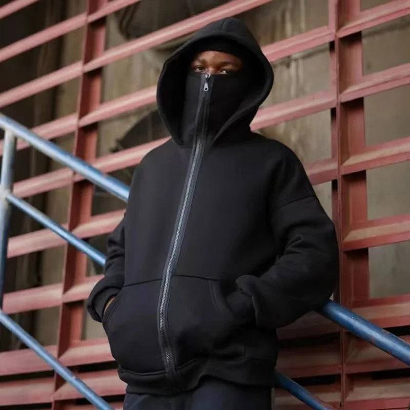 Mens Winter Hoodie with Balaclava Face Mask Zipper n Sports Jacket for Outdoor Activities Hiking Travel Running Sweatshirt 251031 - view 7