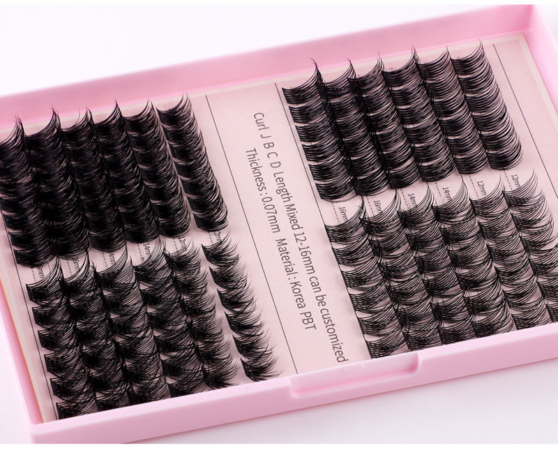 150Pcs DIY Lashes Kit Soft Lightweight Thick Fluffy Individual Eyelashes D Curled Handmade Reusable DIY Segmented Eyelash Extensions Accessory for Eye