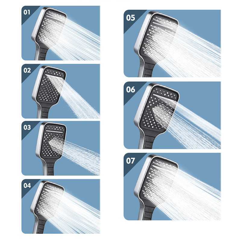 7 Modes Large Shower Adjustable One Key Stop Bathro Highpressure Watersaving Shower Mixer Nozzles Bathro Accessories Y251103