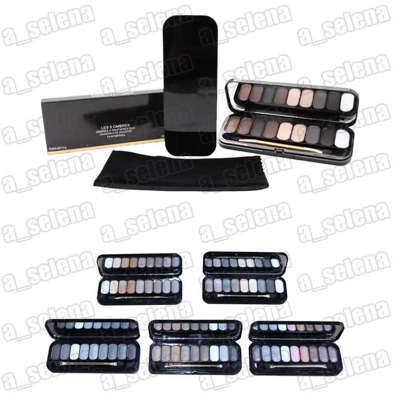 Brand Makeup Eye shadow 9 Colors Matte Shimmer Natural Waterproof Eyeshadow palette with brush 5 styles