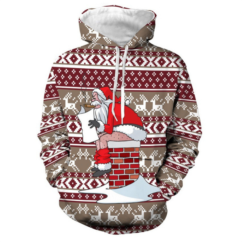 Designer's Luxurious Crossover Christmas Carnival Snowman Male And Female Source Printed Pullover, Long-sleeved Hoodie And Sweatshirt