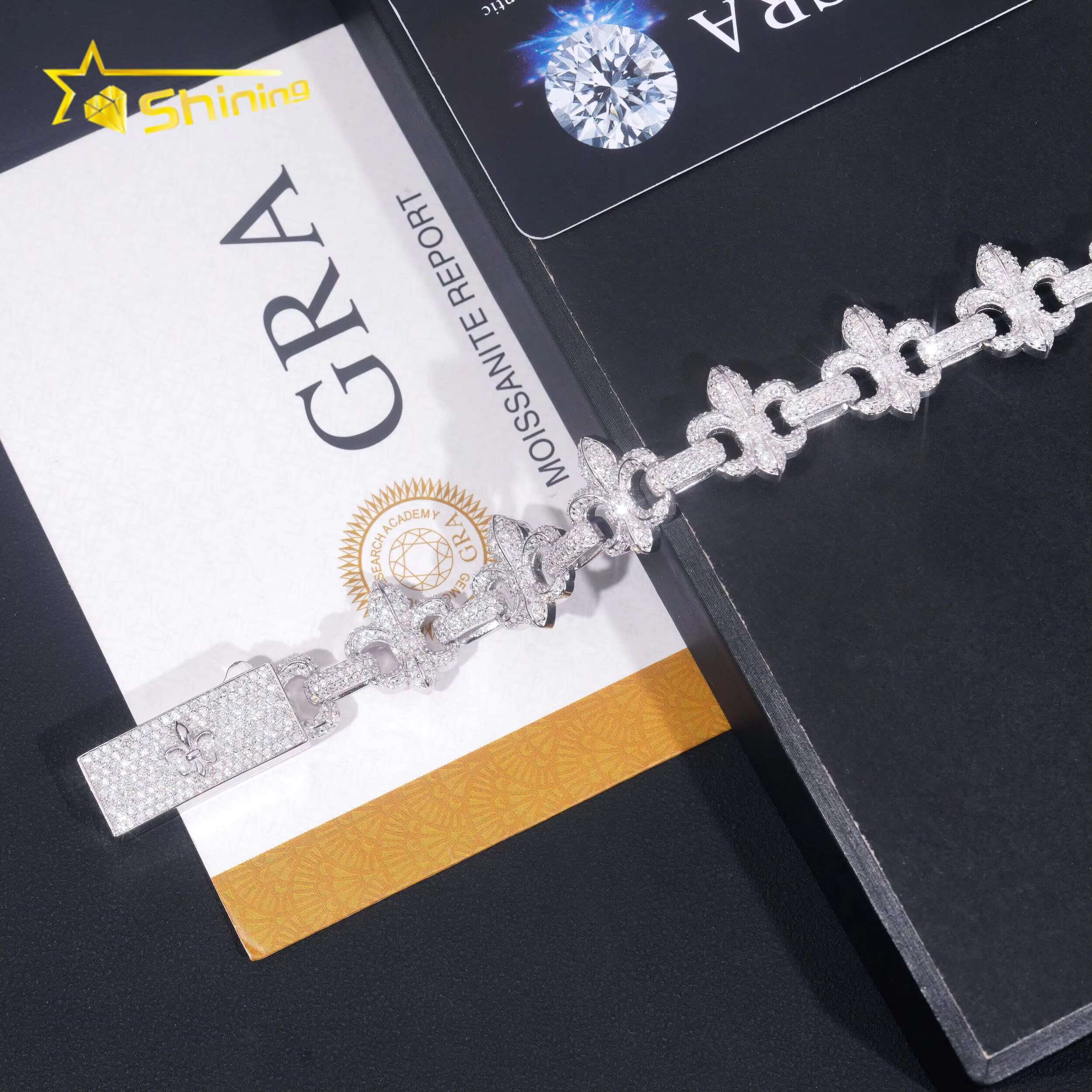 New Style Pass Diamond Tester Silver 925 Gold Plated Hip Hop Jewelry 15mm Custom Lock Moissanite Cross Cuban Link Bracelets