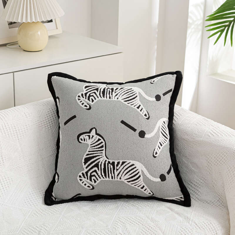 Modern Minimalist Cartoon Pony Pillowcase Embroidery Model Living Room Lumbar Support Sofa Bay Window Cushion New Pillow