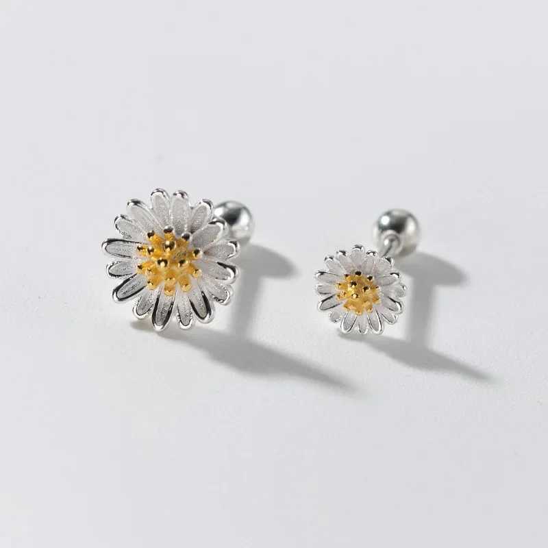 INZATT Real 925 Sterling Silver 68mm Flower Stud Earrings for Women Classic Fine Jewelry Piercing Screw Ball Accessories C251103