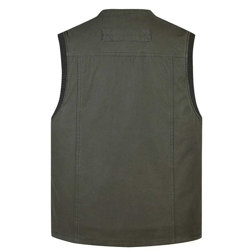 Summer Multi Pocket Men Vest Cotton Button Sleeveless Jacket With Many Pockets Thin Comfortable Khaki Army Green Tool Waistcoat X250403