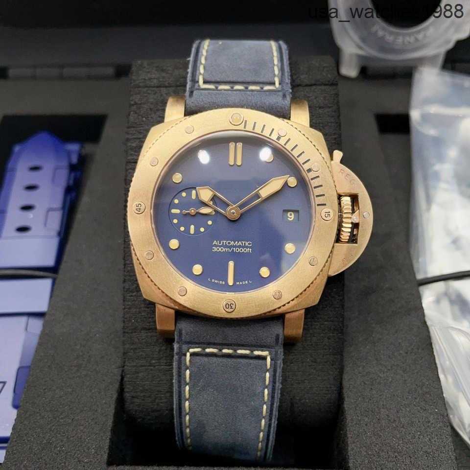 Luxury Watch Designer VS Men Wristwatch 42mm Automatic Mechanical Movement Submersible Watches Chronograph Pam01074 Bronze Case Suede Strap Sapphire Watch2366