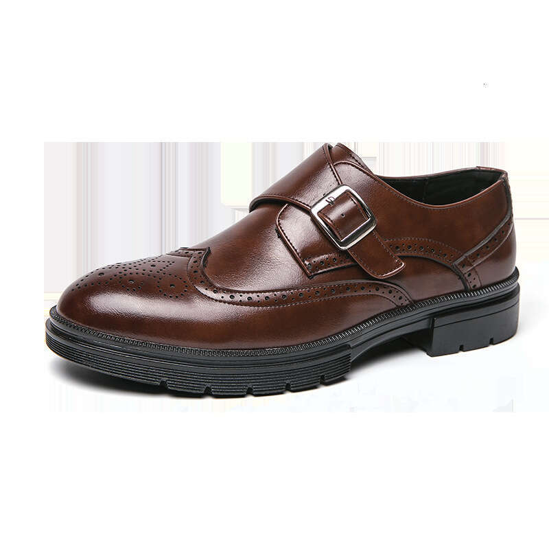 Spring new fashion trend plus size 46 Blok leather shoes for men's business formal wear with thick buckle and raised sole