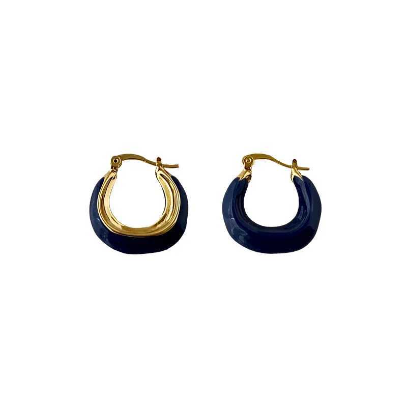 2023 New Arrival Korean Version Of Simple Blue Geometric Hoop Earrings For Women Fashion Metal Jewelry Accessories Y250401