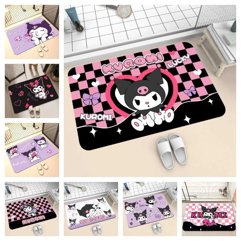 Kuromi Printing Diatomite Bath Mat Bathroom Non-slip Shower Foot Mats Absorbent Quick Dry Toilet Rugs Carpet Doormat Washable C251103