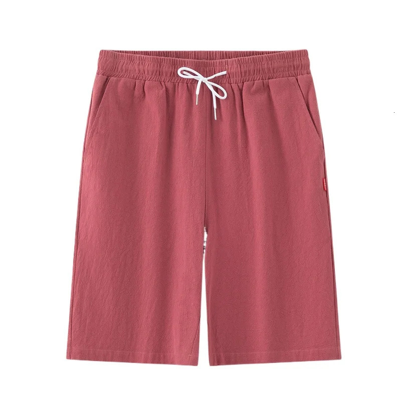 Mens cotton summer beach casual drawstring shorts breathable and lightweight pants outdoor solid sports running 250403e