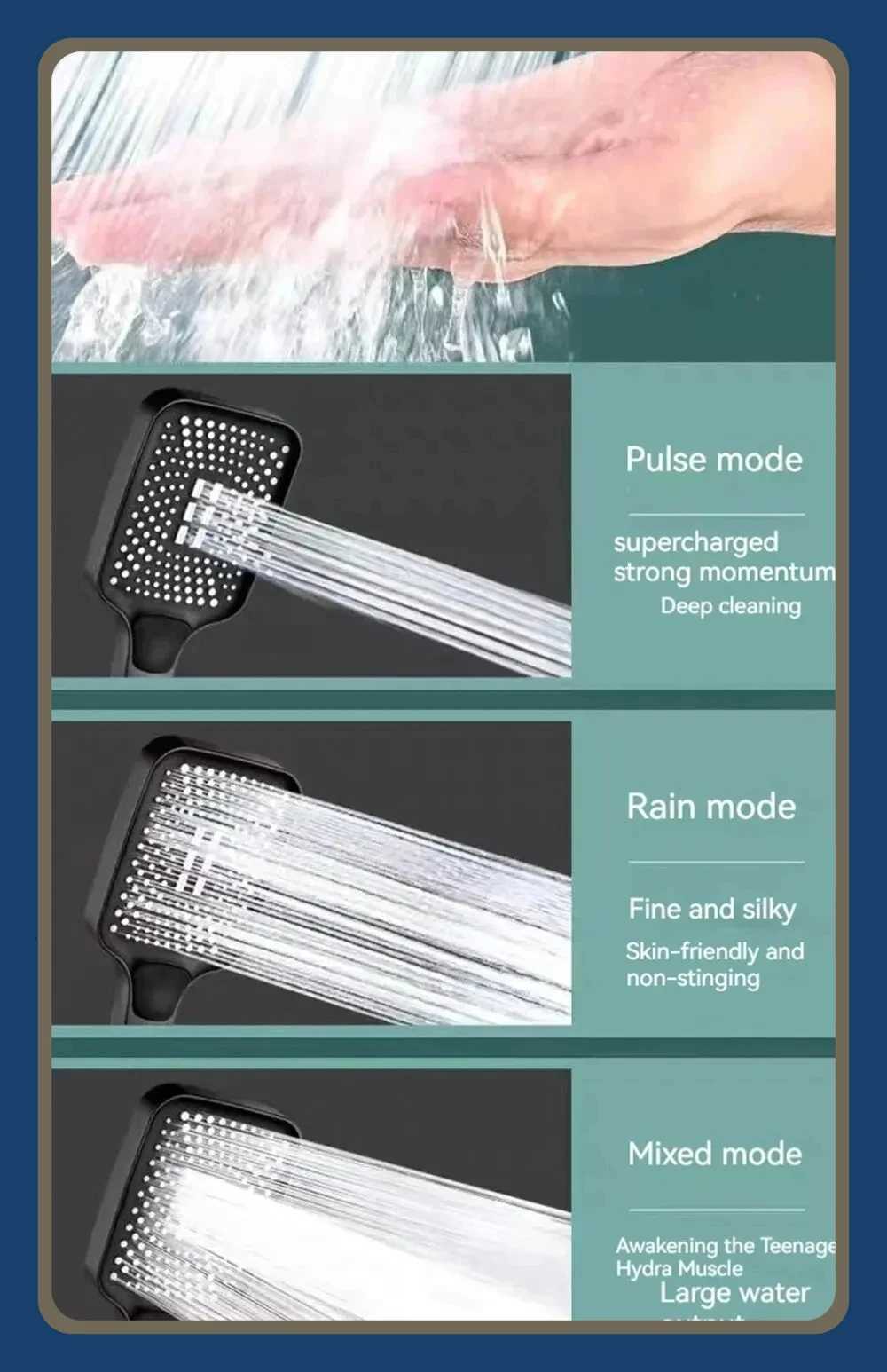 Adjustable Shower 3 Mode Rainfall Shower Large Flow Shower High Pressure Water Saving Shower Mixer Bathro Accessories Y251103qw