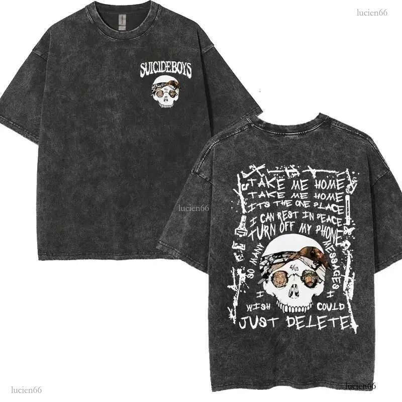 Vintage Washed Suicideboys G59 T Shirt I Want To Die in New Orleans Ruby Da Cherry T-shirts Men Women Harajuku Oversized T-shirt X2501131