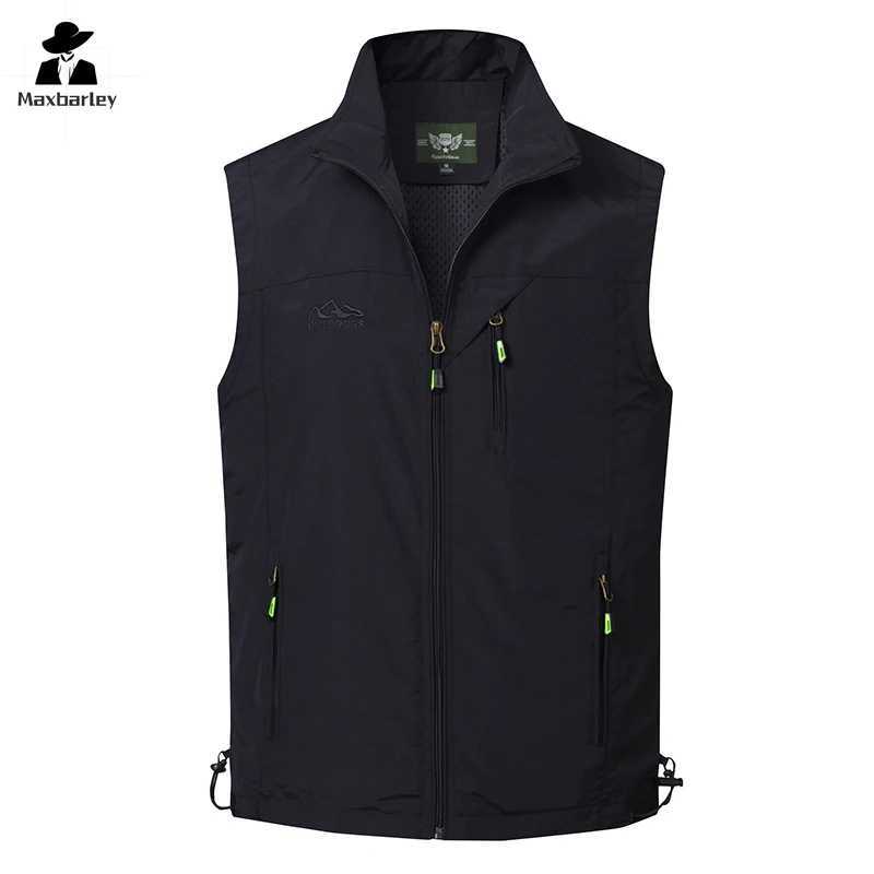 Spring and Autumn Work Vest Mens Cargo Hiking Fishing Multi-Pocket Vest Outdoor Casual Photographer Camping Sleeveless Jacket X250403