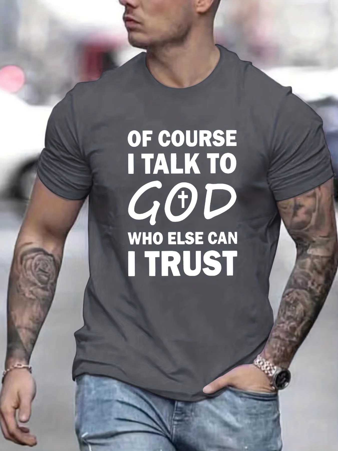 Talk to God Jesus T-shirt Printed T-shirt Mens 100% Cotton Casual Short Sleeve Summer Spring Autumn Oversized Top as a Gift W250402