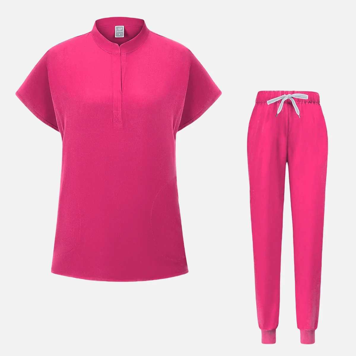 Topspant Medical Uniform Surgery Scrubs Shirt Short Sleeve Pet Shop Doctor Nurse Nursing Uniform Set Women Workwear Scrub J251103