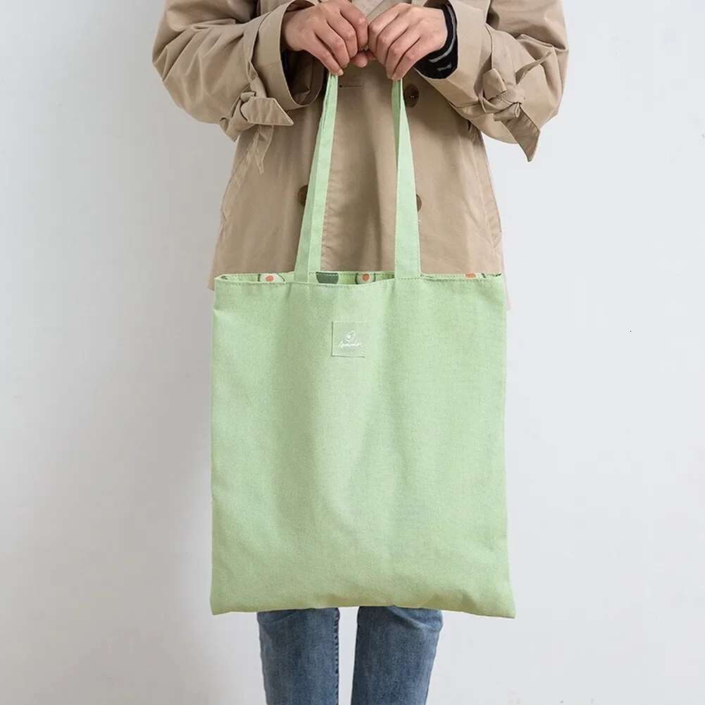 New Millet Wheat Fabric Double-sided Dual-use Shoulder Bags Cotton en Pocket Handbag Shopping Bag Female Canvas Cloth Totes