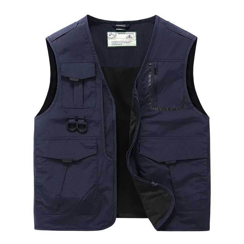 New functional vest for men loose fit large size thin workwear multi pocket photography fishing outdoor vest jacket for me X250403