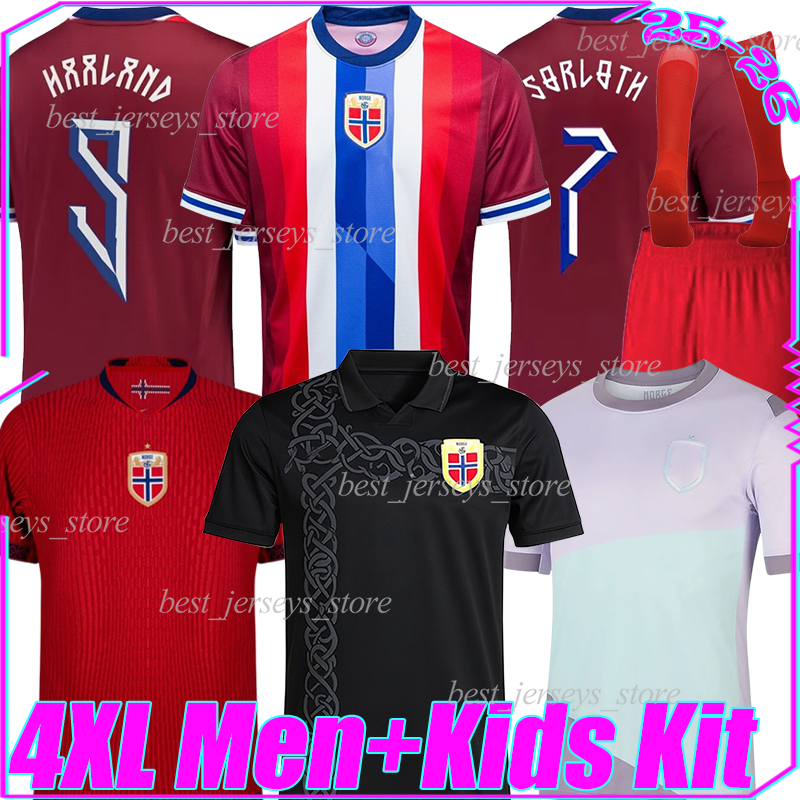 3XL 2026 Norway Haaland Soccer Jerseys 2025 noruega Odegaard STRAND LARSEN sorloth BERG AJER NUSAO STIGARD VETLESEN 1984 98 99 retro Football shirt men kids socks set
