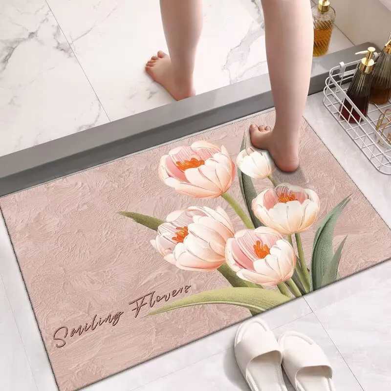 Thickened bathroom floor mat cream wind diatom mud absorbent mat toilet door floor mat toilet quick-drying non-slip carpet C251103