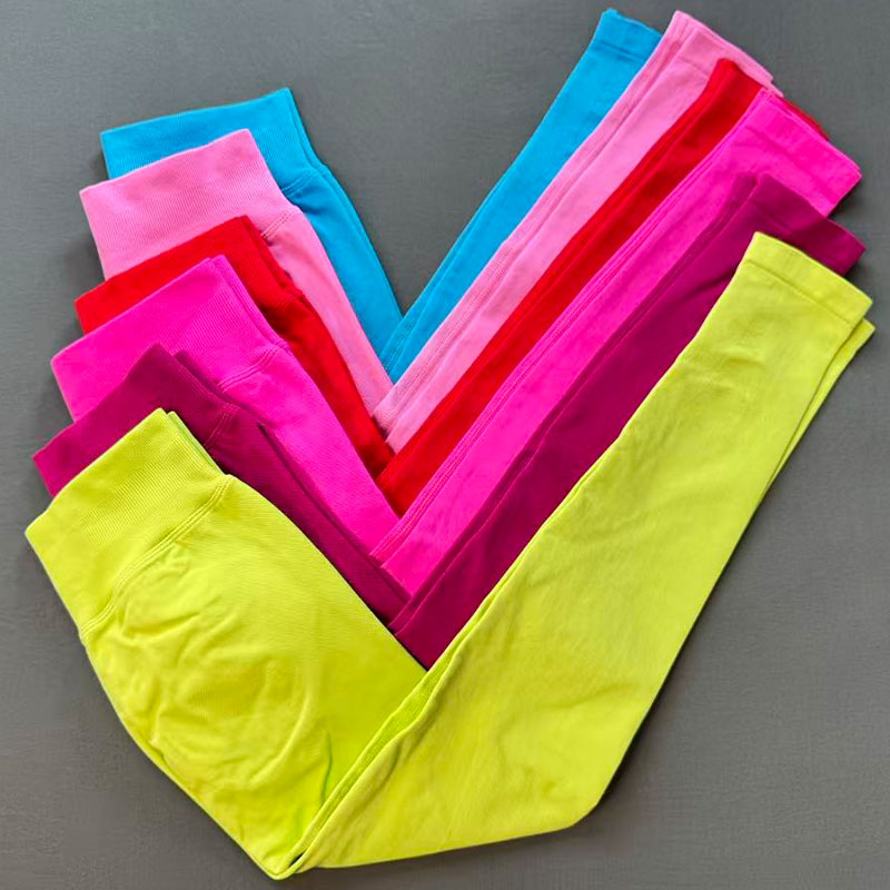 Leggings Women Hot selling 45 color three section waist pleat lifting buttocks low waist fitness seamless yoga pants Running Tights For Running Training