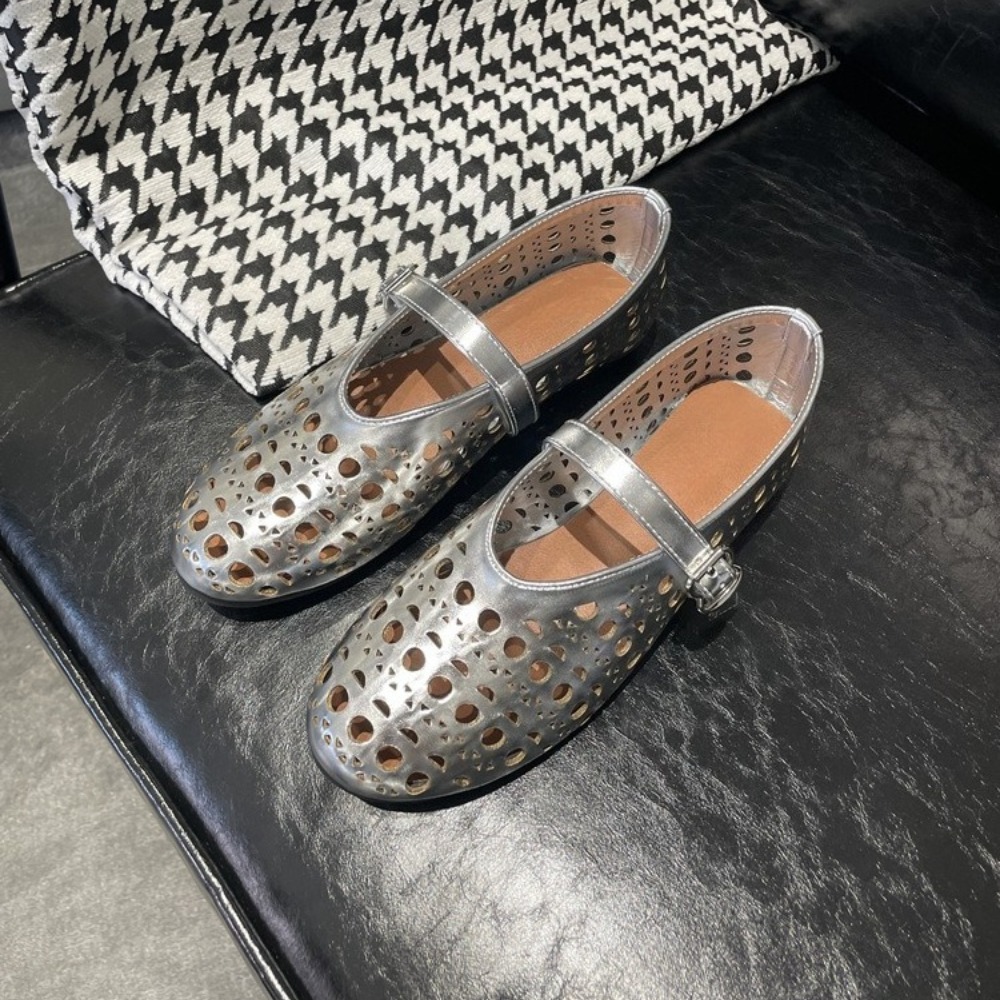 designer women ballet flats dress loafers womens Spring summer shallow mouth one-line buckle strap hollow round toe ballerina heels wedding shoes