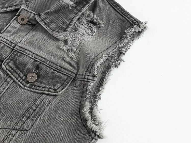 DIMUSI Spring Vintage Design Mens Denim Vest Male Retro Sleeveless Jackets Men Ripped Hole Button Jean Waistcoats Clothing 5XL X250403