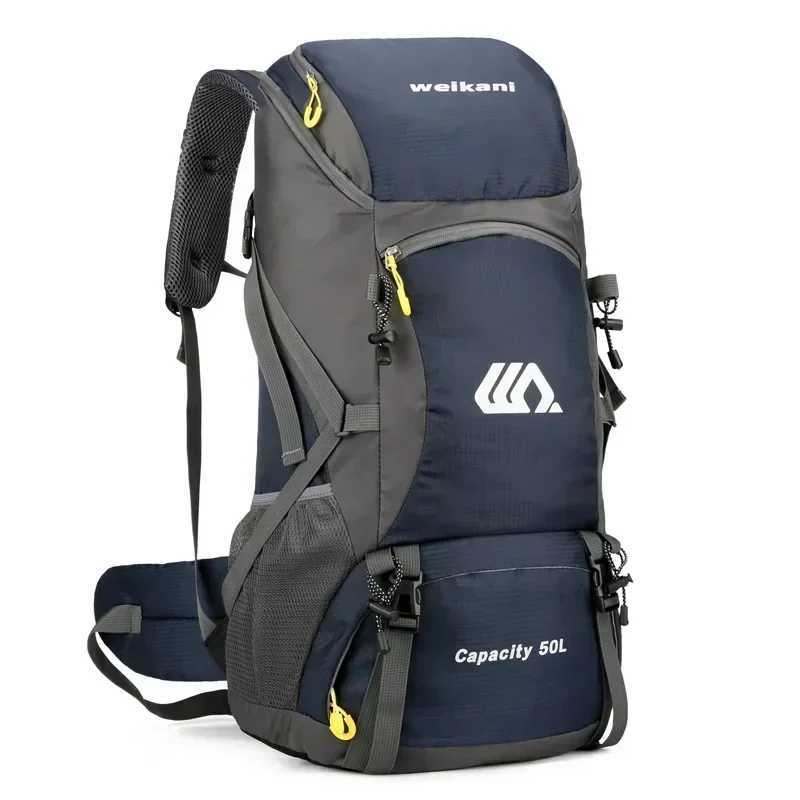 50L travel backpack camping bag mens large hiking bag waterproof outdoor sports climbing mountaineering bag camping equipmentC250407