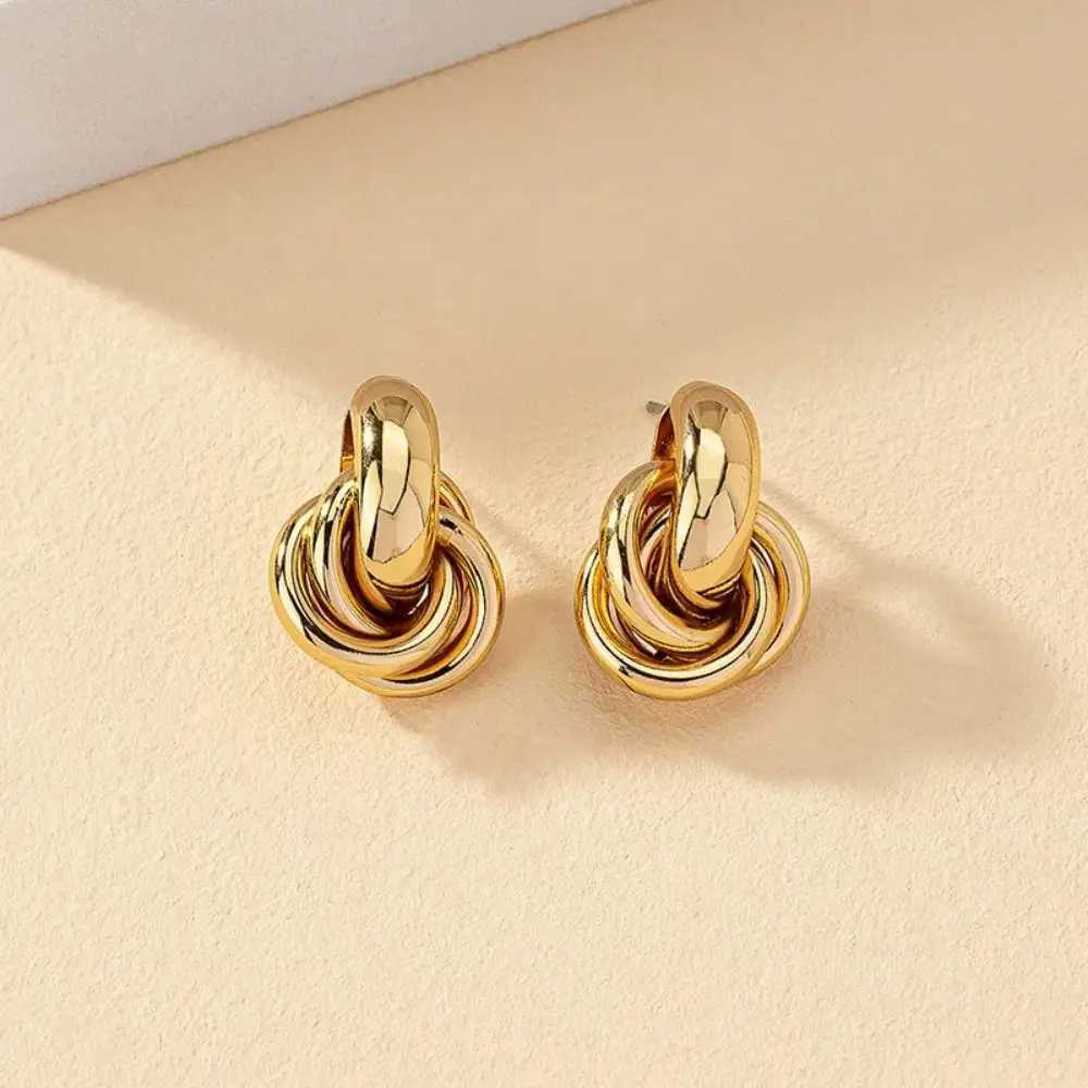 Gold SIlver Color Knot Hoop Earring For Women Shiny Plating Trendy Earring Stud Cute Daily Wear Jewelry 2024 C251103