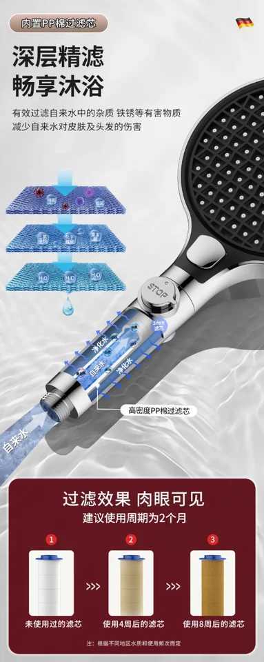 New Upgraded 15CM Big Panel High Pressure Shower With Filter 3 Modes Large Flow Spray OneKey Stop Bathro Accessories Y251103