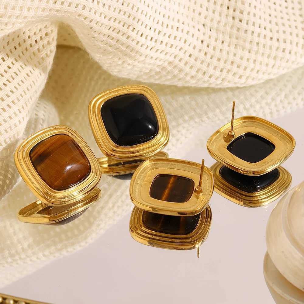 Stainless Steel Natural Stone Earring Plated 18k Gold Color Non Tarnish Waterproof Trendy Jewelry Earring for Women Gift C251103