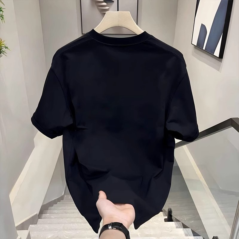 Designer new short sleeve cotton summer new men's printed T-shirt Trend round neck T-shirt men black white plus size