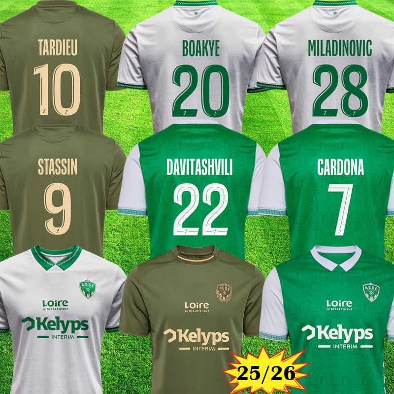 25 26 maillots AS Saints Etienne Soccer Jerseys Goalkeeper 2025 2026 maillot ASSE Third Etienne STASSIN DAVITASHVILI Football shirts equipment boutique des verts