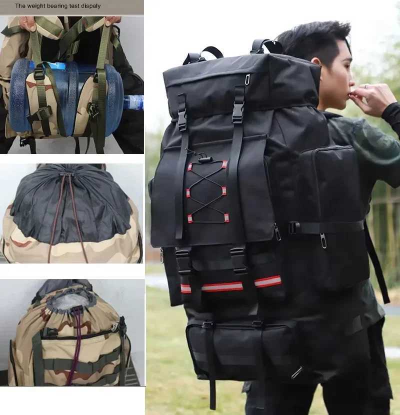 130L Hiking Camping Backpack Travel Large Luggage Bag Men Trekking Outdoor Sports Pack Molle Trekking Rucksack for Men Big BagsC250402