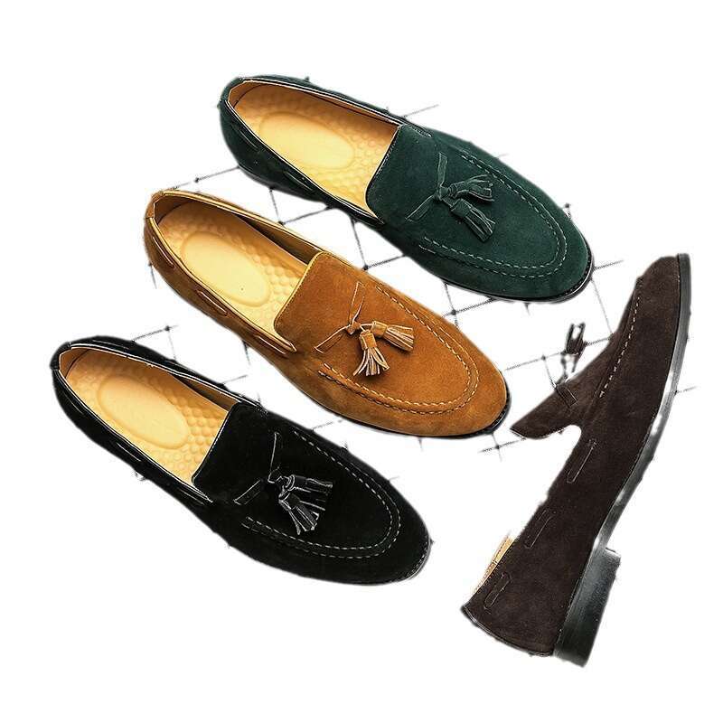 Spring new plus size 48 niche fashion leather for men lazy outdoor bean shoes