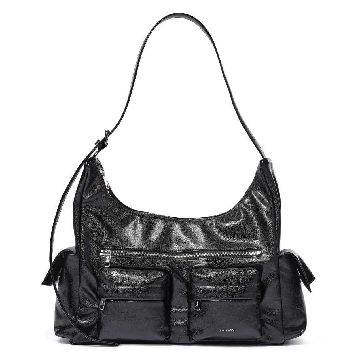 South Korea Designer Ol Trendy Black White Small Saddle Motorcycle Korean Kpop Style Brand Ol Flap Pocket Crossbody Shoulder BagC250401