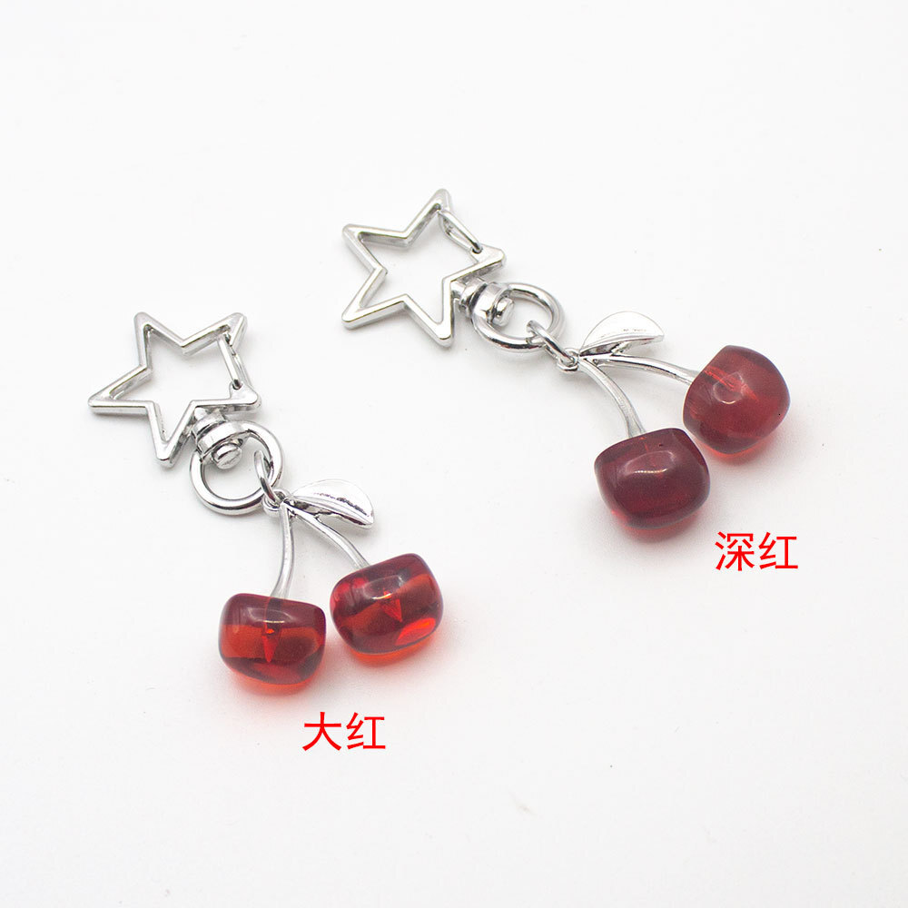 Charm Y2K Five-Pointed Star Cherry Keychain - Cute Phone Pendant and Bag Decoration Z260130